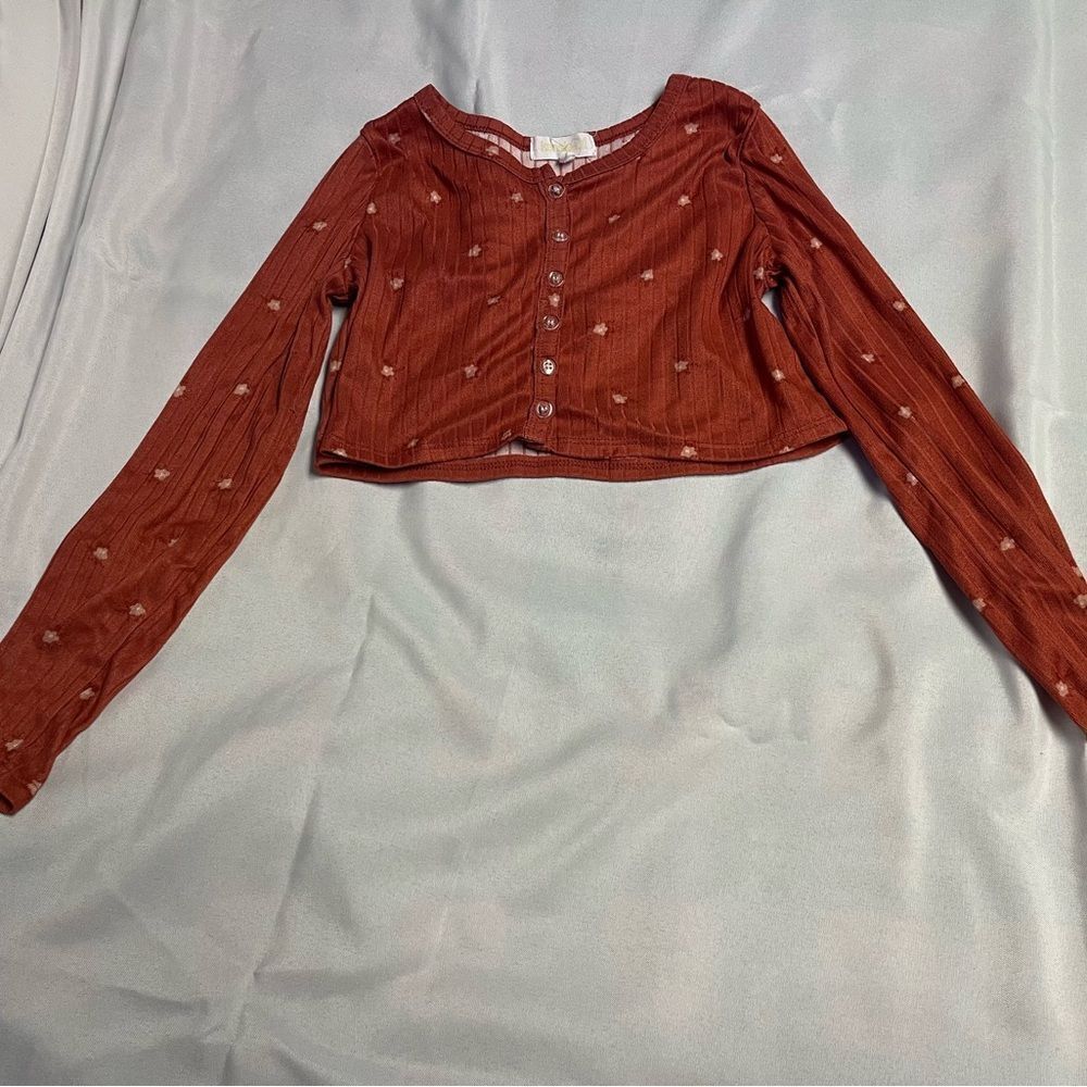 Kensie‎ Girl Rust Button-Up Top